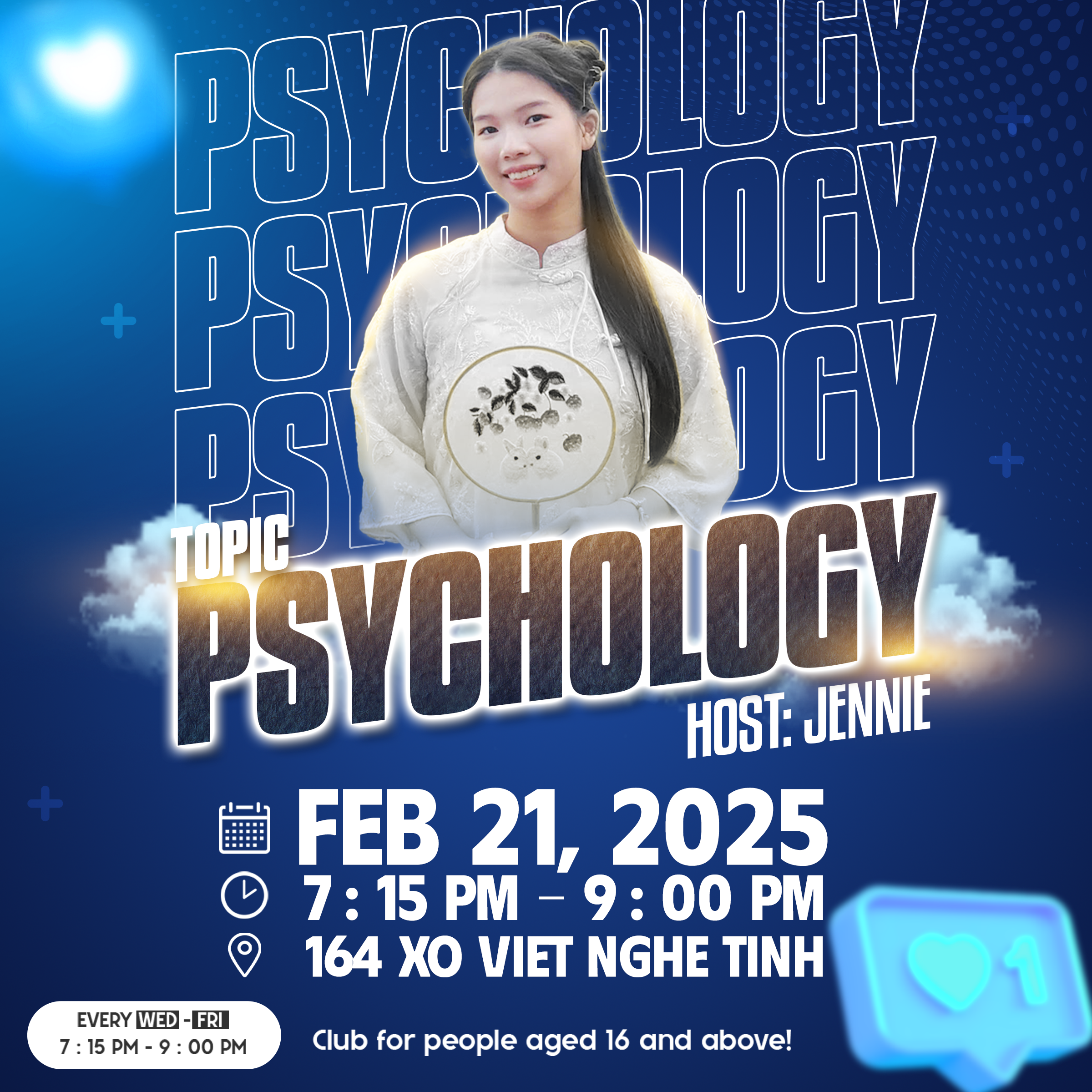 Poster chủ đề Tâm lý học - Câu lạc bộ Tiếng Anh Đà Nẵng